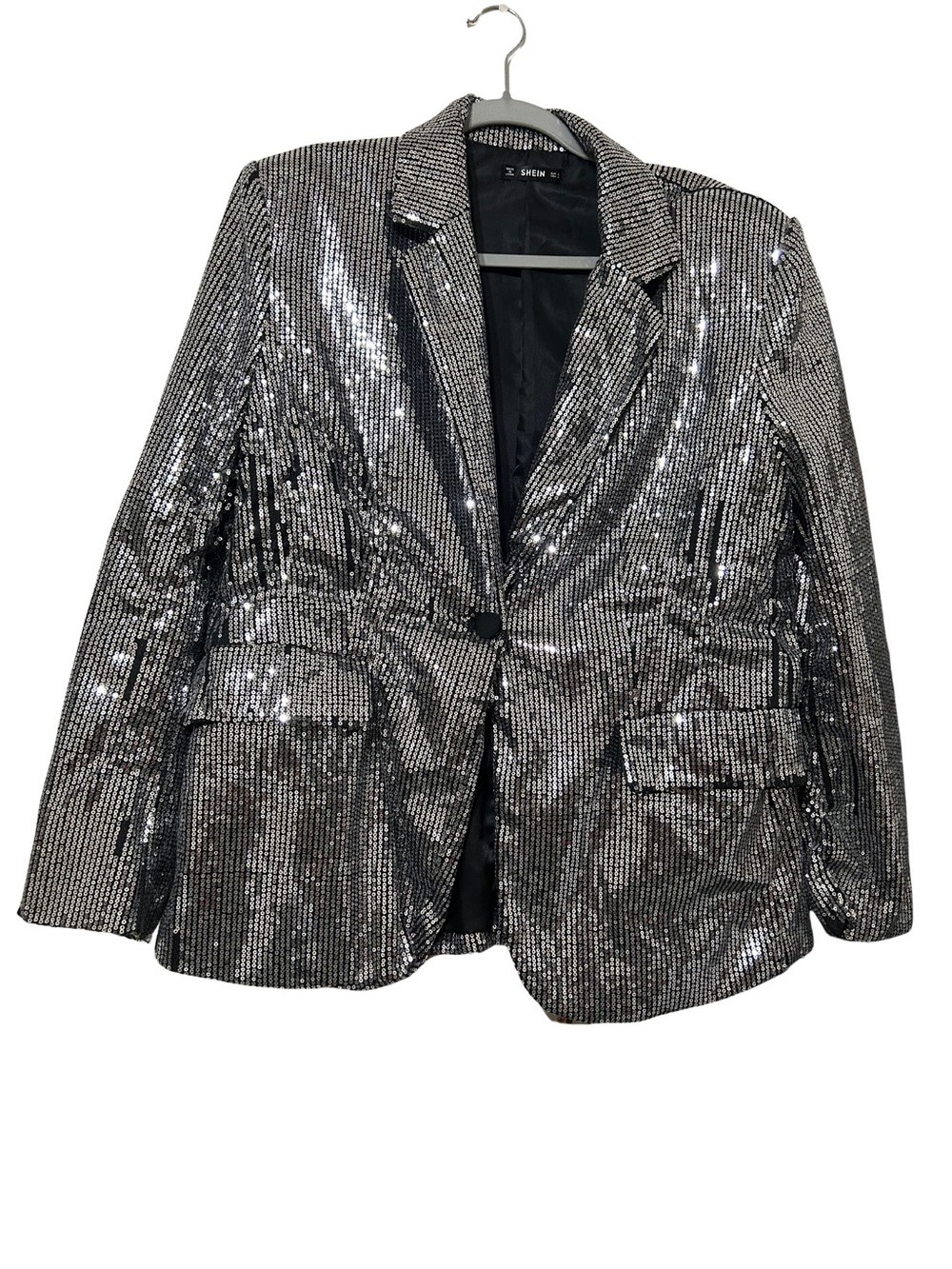SHEIN Silver Sequin Blazer Jacket